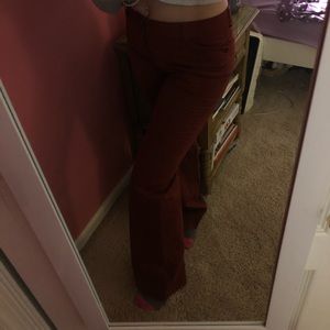 Red flare pants